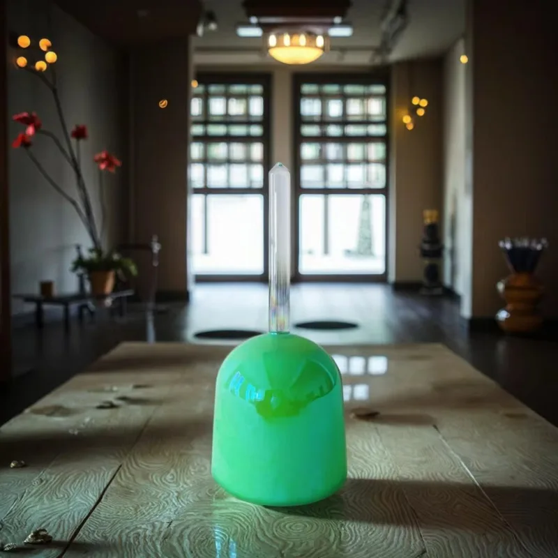 Campana tibetana in cristallo colorato, manico per alchimia, ciotola tibetana in cristallo di quarzo