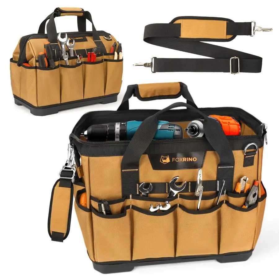 

Сумка для инструментов, 16 дюймов, портативный пустой ящик для инструментов с 42 карманами, органайзер для хранения, организация ящика для инструментов с защитой от опрокидывания, 1200D Oxford Soft H