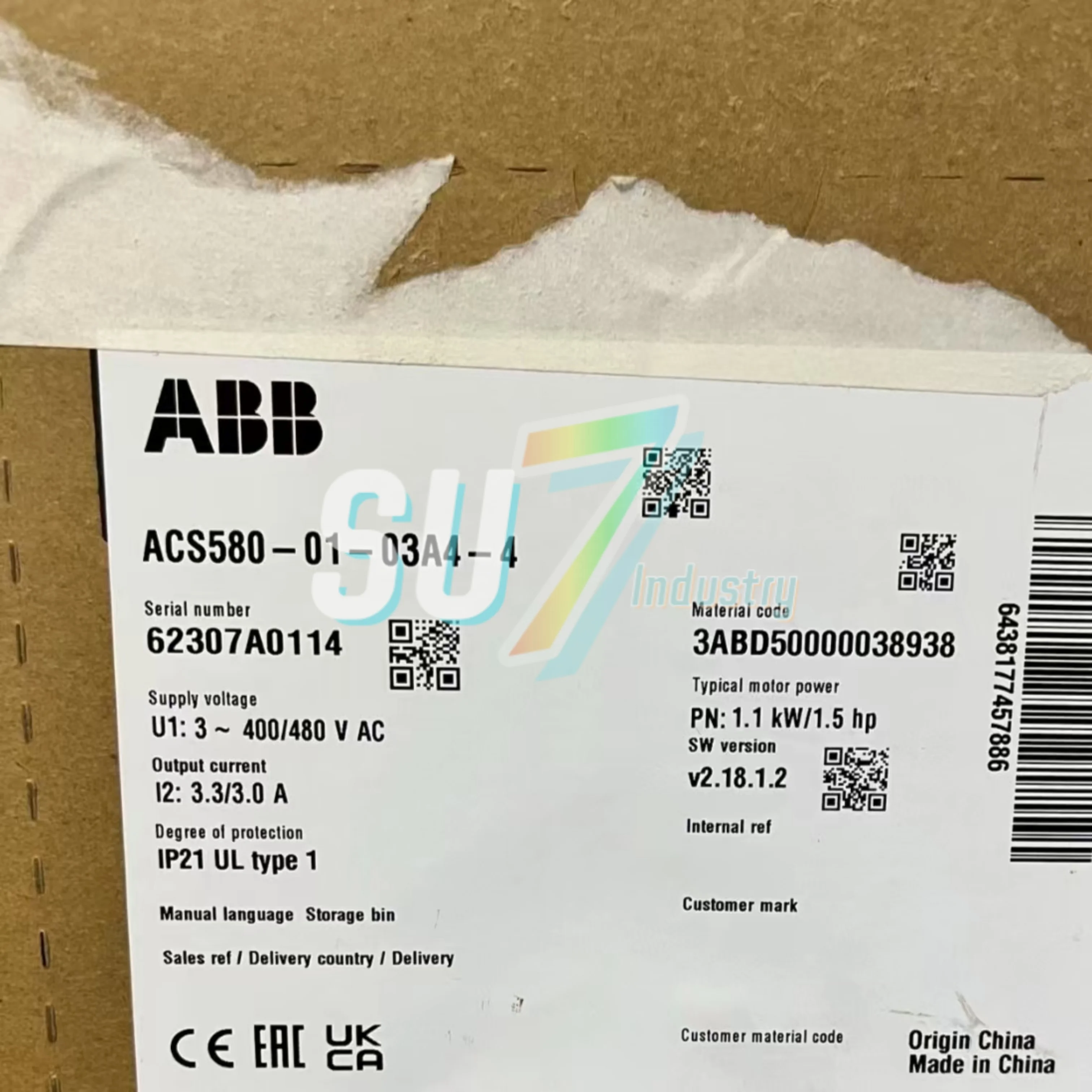

Inverter ACS580-01-02A7-4 ACS580-01-03A4-4 New original