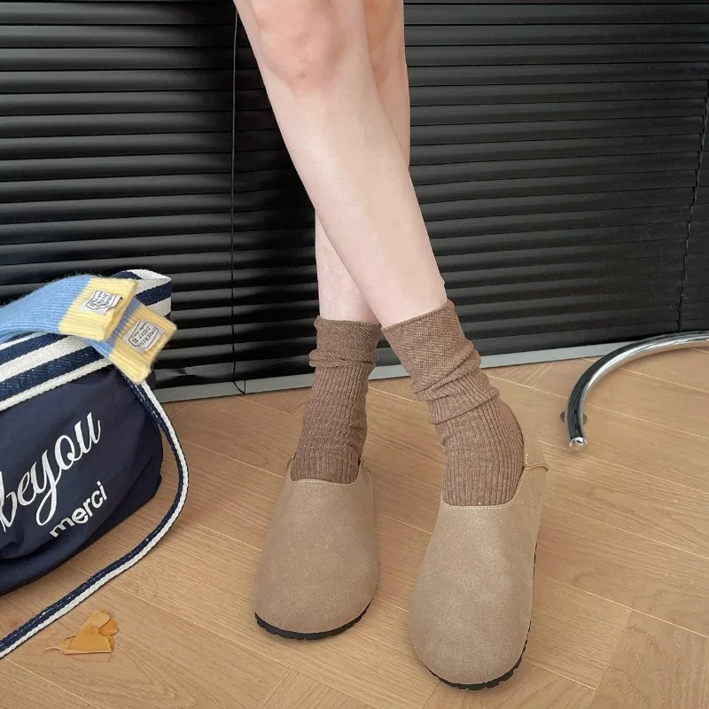 Scarpe singole da donna estate retrò testa tonda piatta scarpe Oxford letterarie Casual comode scarpe basse con suola morbida e leggera