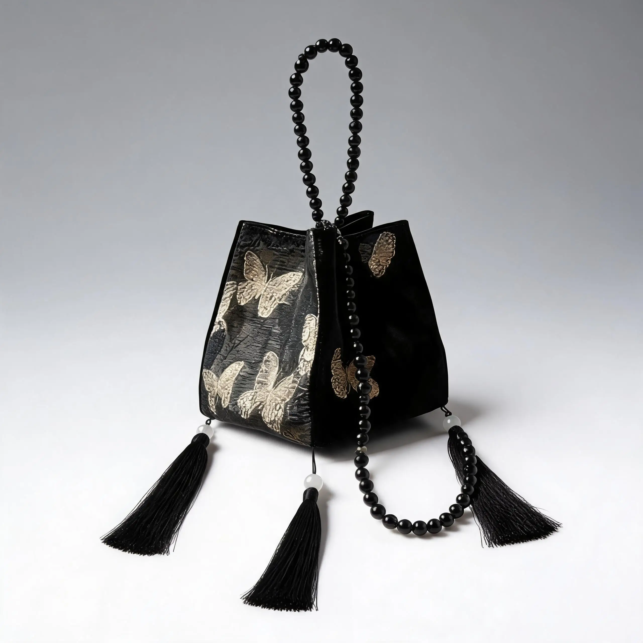 Bucket Bag Jacquard Suede Beaded Strap Bag Shoulder Bag Beaded Handbag For Dating Outings New Chinese Outfits Casual Travel