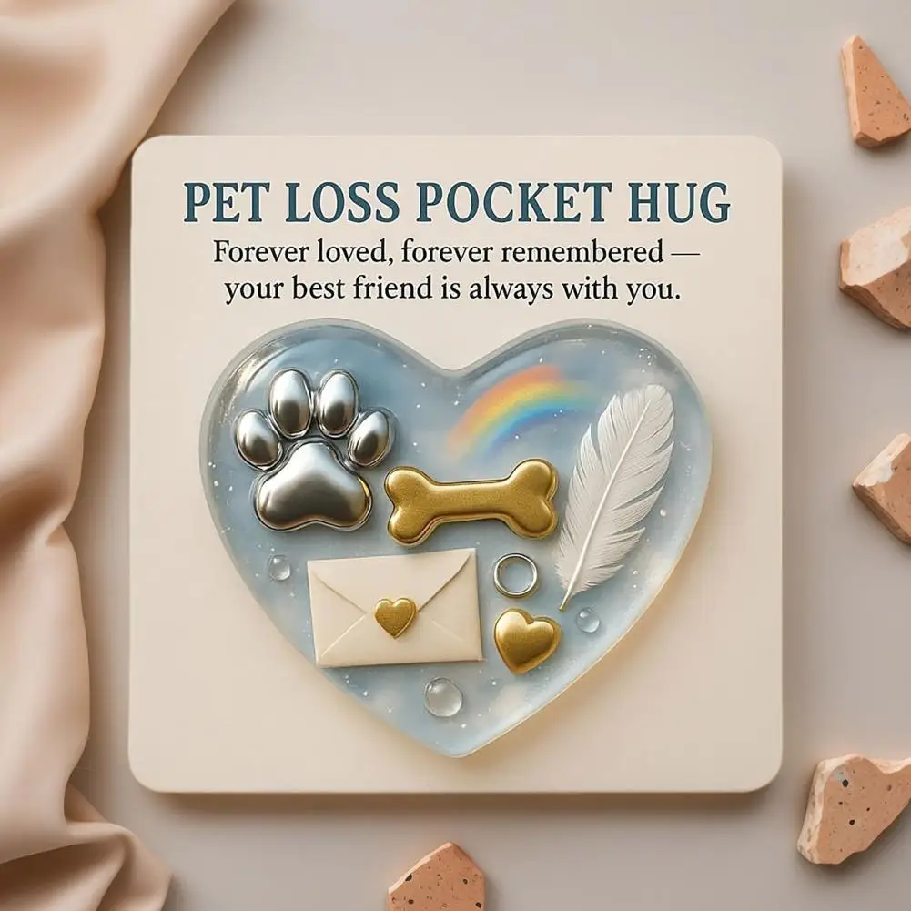 Pet Gift Pocket Hug Gift Pet Loss Heart Keepsake 2d Acrylic Pawprint Token Sympathy Gift for Dog Cat Remembrance Pocket Hug