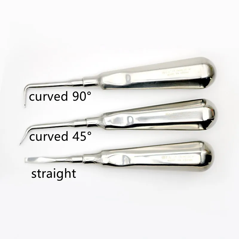 1Pcs Dental Luxating Lift Elevator Stright Curved 45°/90° Root Tooth Extraction Broken Crown Tools Dentist Surgical Instrument