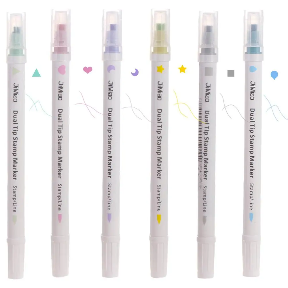 Детская акварельная ручка со звездами и луной, сердце, граффити, двуглавая ручка с печатью, флуоресцентный маркер ручной работы, подарок на день рождения