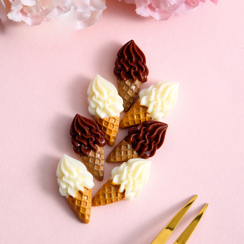 10 Pcs New Mini Cute Cartoon Simulation Ice Cream Resin Scrapbook Diy Jewellery Hairpin Accessories Decorate Craftecorate Craft