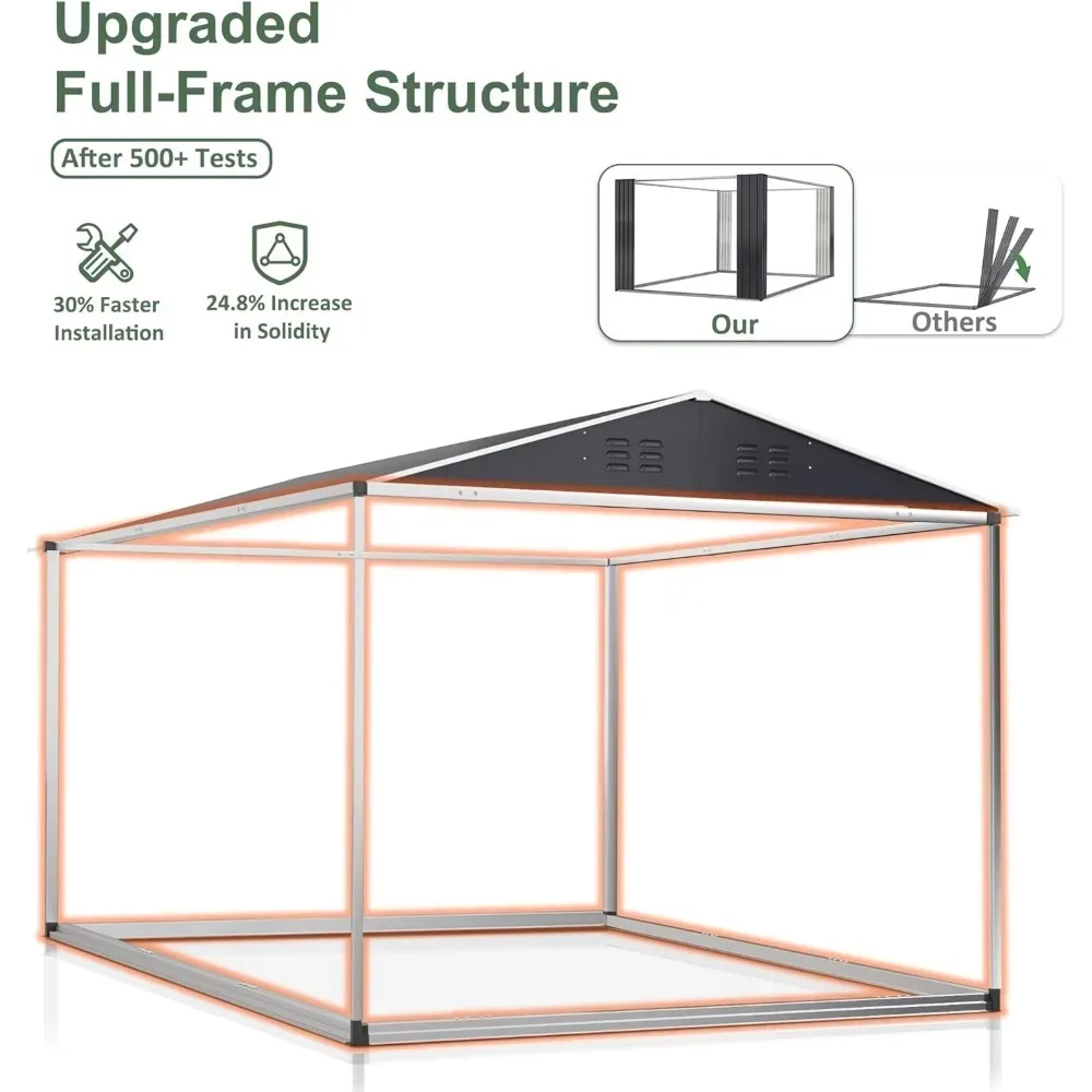 Imagem -03 - Grande Armazenamento ao ar Livre Metal Shed Estrutura Frame Atualizado e Portas Bloqueáveis Garden Tool Shelds 8x12 ft