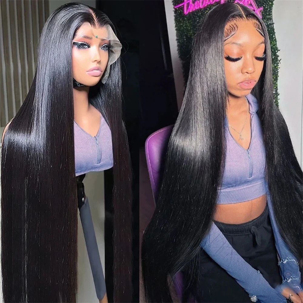 200 Density 5x5 Glueless Wig Straight Human Hair Lace Frontal Wig 30 Inch PrePlucked 13x4 HD Full Lace Frontal Wig Ready To Wear