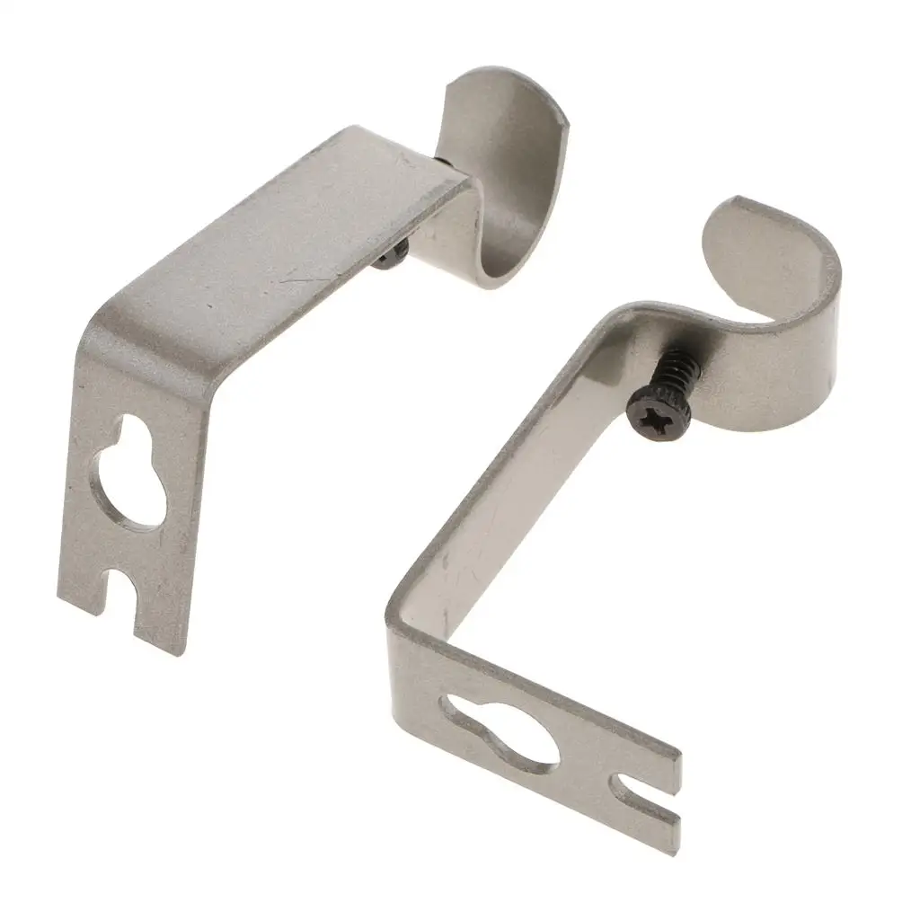 Set of 2Pcs Adjustable Metal Curtain Pole Rod Wall Bracket Hook Holder