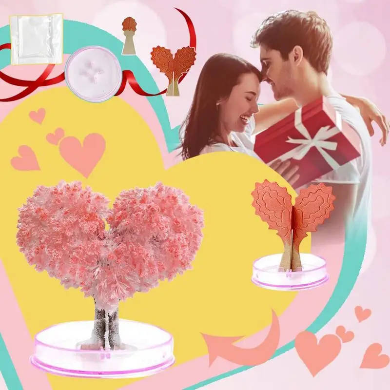 Magic Growing Tree Paper Crystal Trees Creative Magic Growth Tree Toy Crafts Heart-Shaped Tree Flowering DIY Heart Loved-Shaped