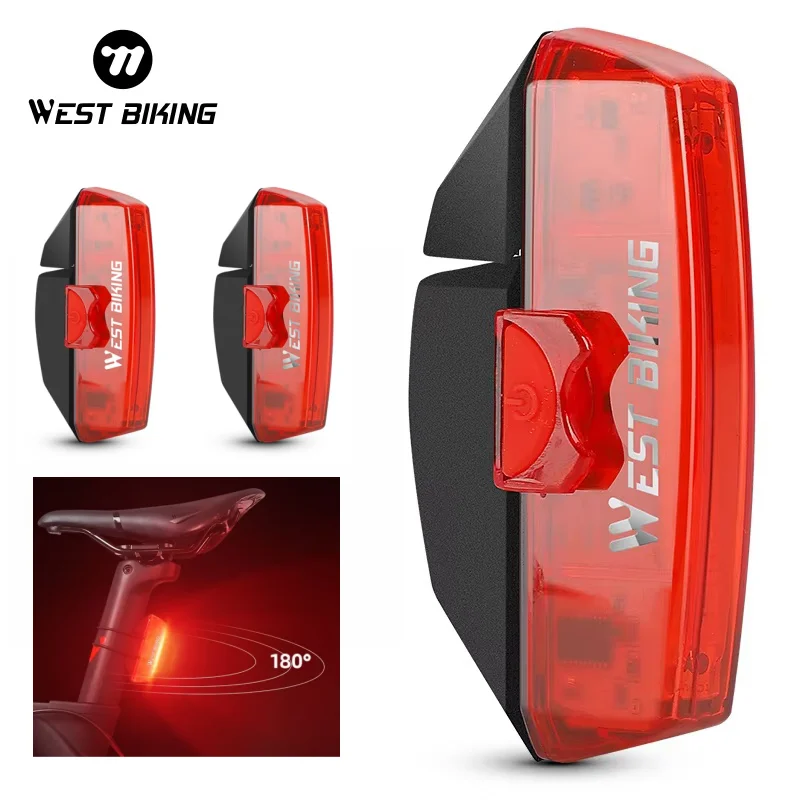 WEST BIKING Fanale posteriore per bicicletta Smart Brake Bike Luce posteriore COB impermeabile LED Ricarica per bicicletta Lam MTB Accessori per ciclismo su strada