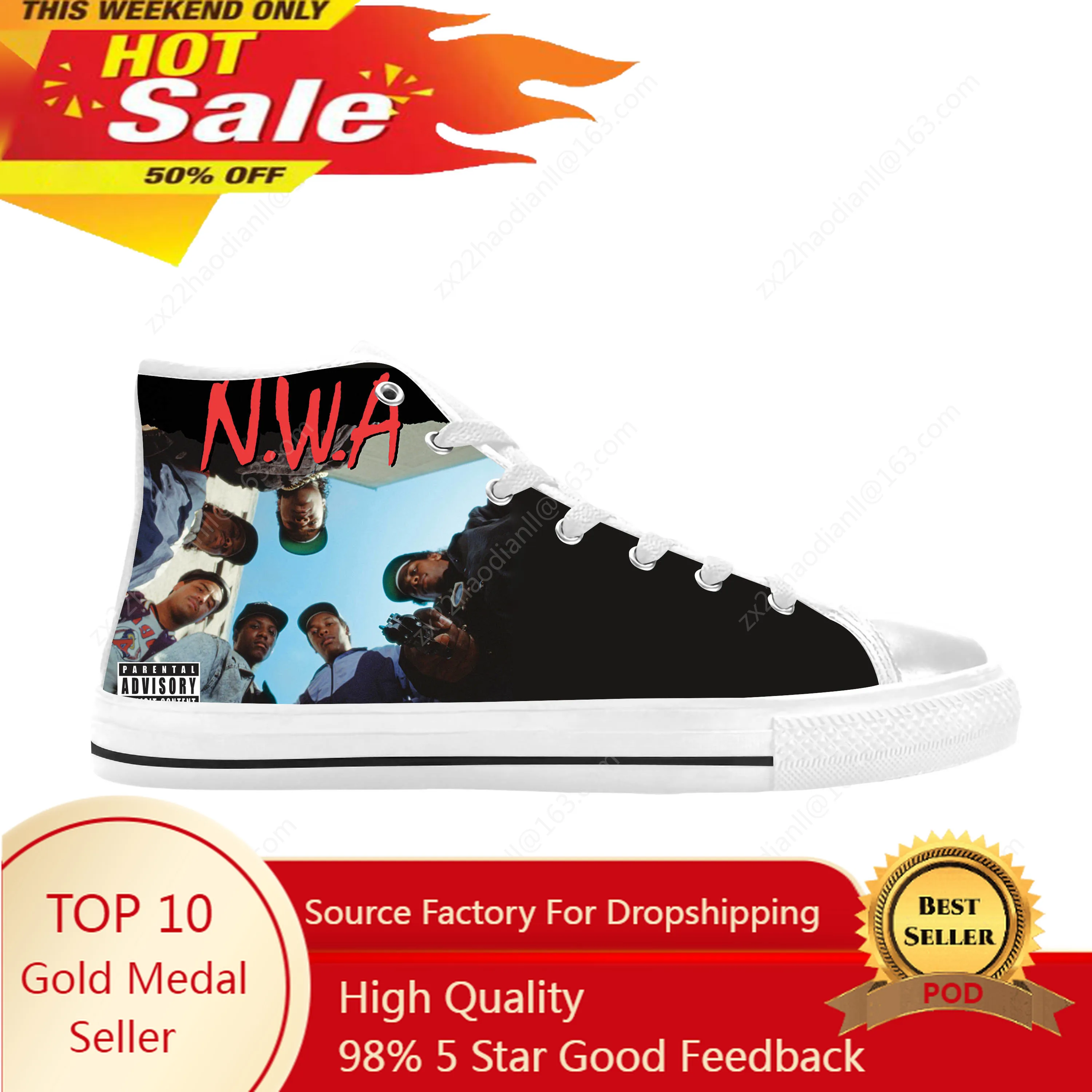 

Hot Nwa Straight Outta Compton Hip Hop Rapper Rap Casual Cloth Shoes High Top Comfortable Breathable 3D Print Men Women Sneakers