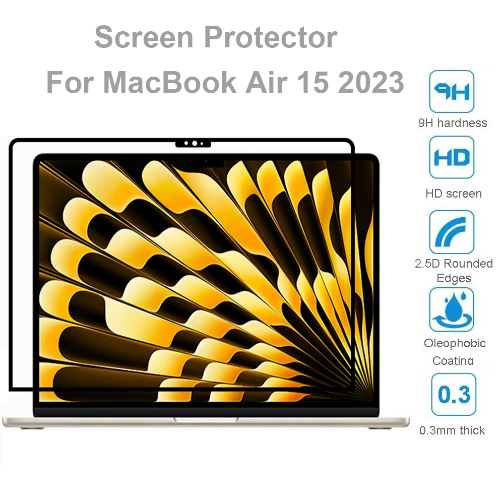 

Screen Protector for MacBook Air 15 2023 M2 Chip A294115.3Inch Printed Tempered Glass 9H 2.5D 0.3MM Anti-scratch Protective Film