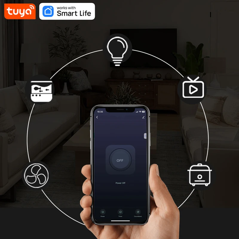 Tuya WiFi Smart Plug Socket 10A US Standard APP Remote Control Timing Voice Control Smart Life Works with Alexa Google Home