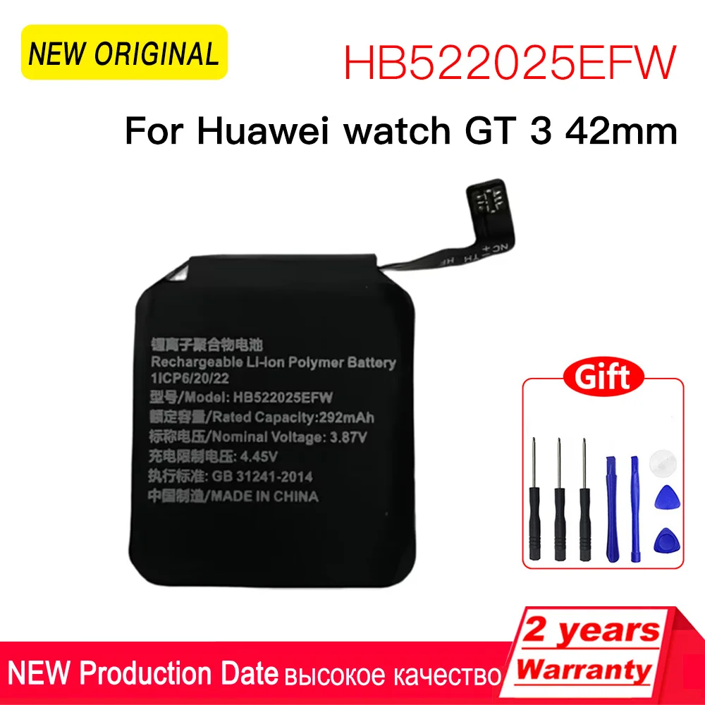 Genuine HB522025EFW For Huawei Watch GT 3 42MM HB522025EFW MIL-B19 Battery Watch GT3 Smart Watch Replacement Batteries+tools