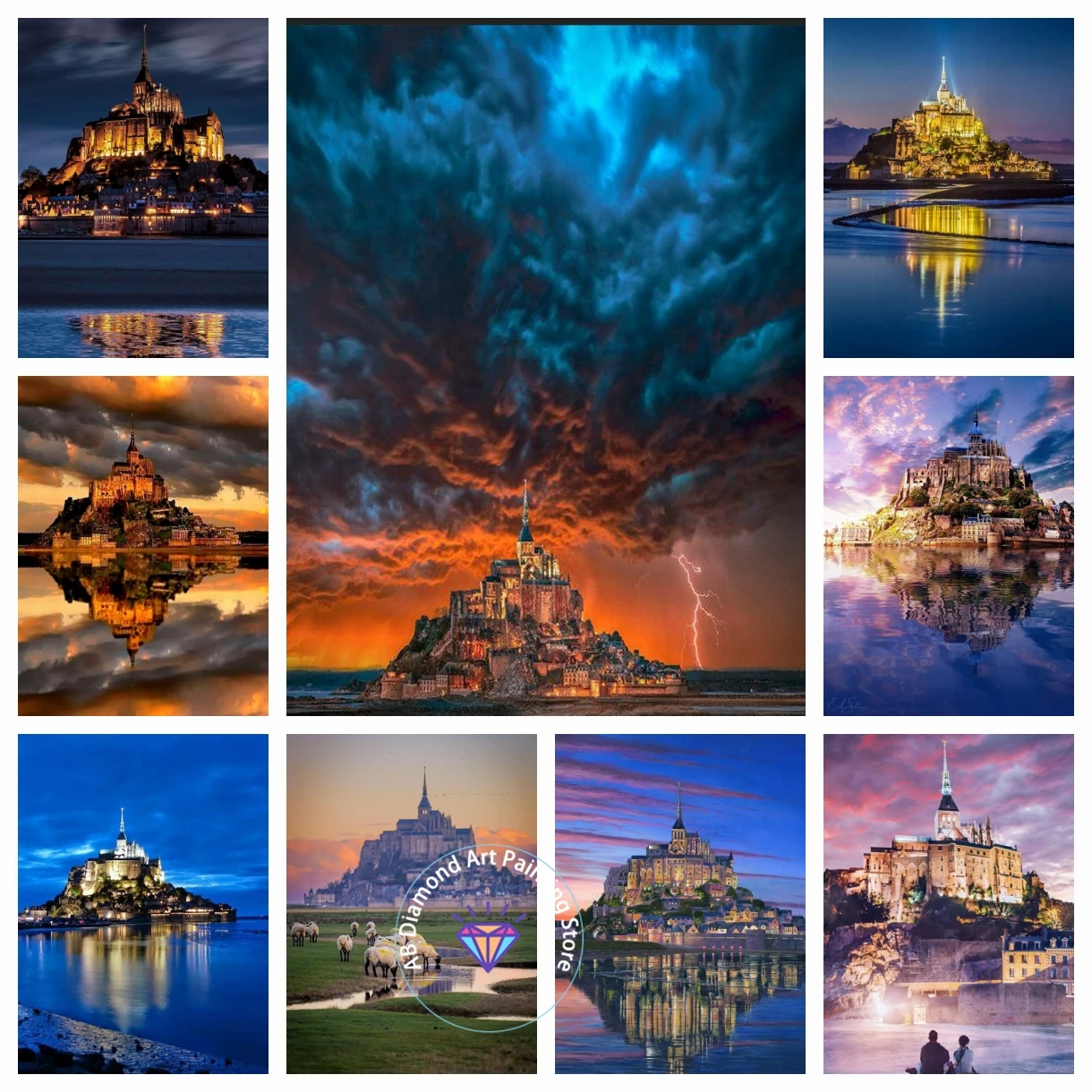 

France Castle Mont Saint Michel 5D DIY AB Diamond Painting Kit Embroidery Cross Handmade Art Exquisite Gift Home Decoration