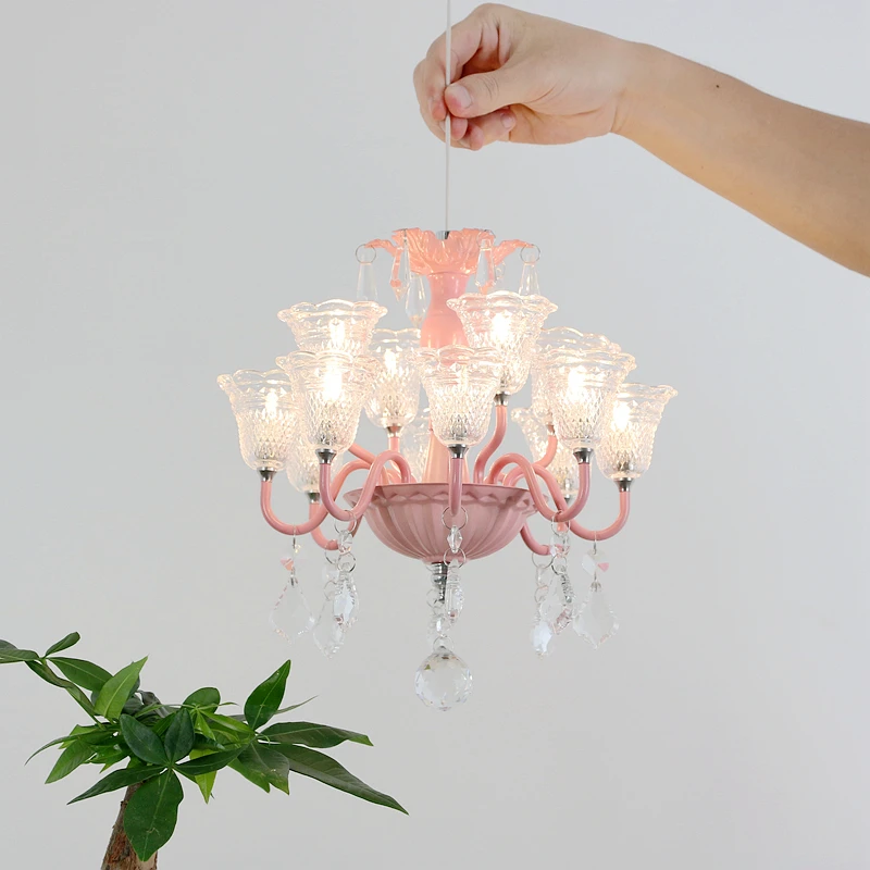 Bedroom bedside small chandelier mini crystal aisle bay window room girl bar restaurant baby house ins princess