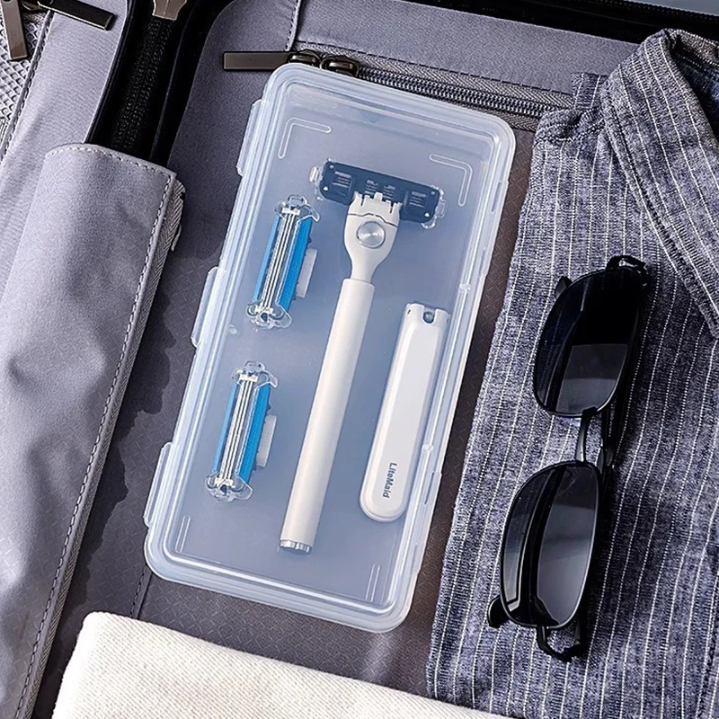 

Коробка для хранения бритвы, прозрачные лезвия для бритвы, щетки, пластиковый чехол, портативный контейнер-органайзер, дорожные аксессуары для дома или путешествий