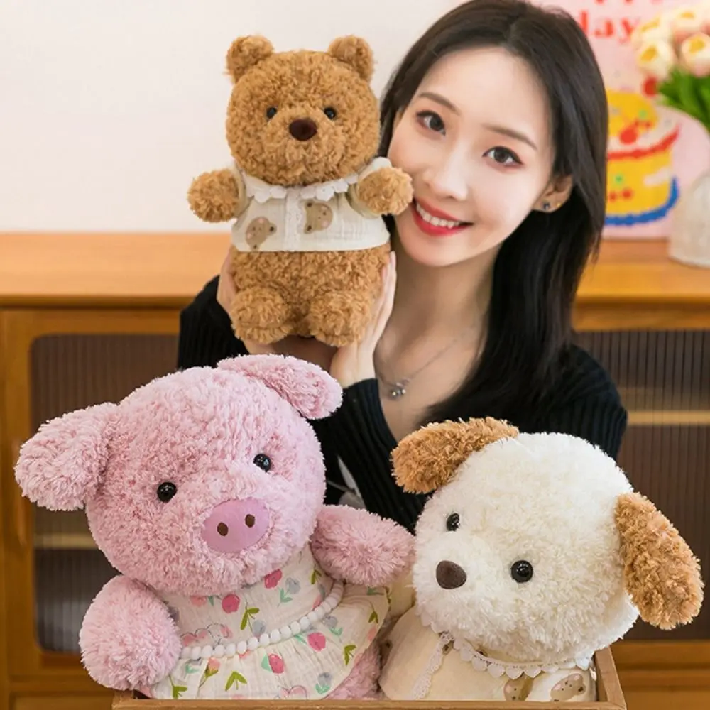 

Коллекция сидящих медведей в рубашках, мягкая кукла-кролик, маленькая свинья, 24 см, кукла-животное, день рождения, Рождество