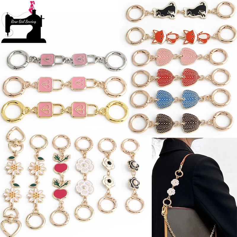 2/5/20PCS 12-16CM Flower/Dog/Fox/Pumpkin Shape Strap Extender Bag Chain For Purse Clutch Handbag Extension Handle Accessories