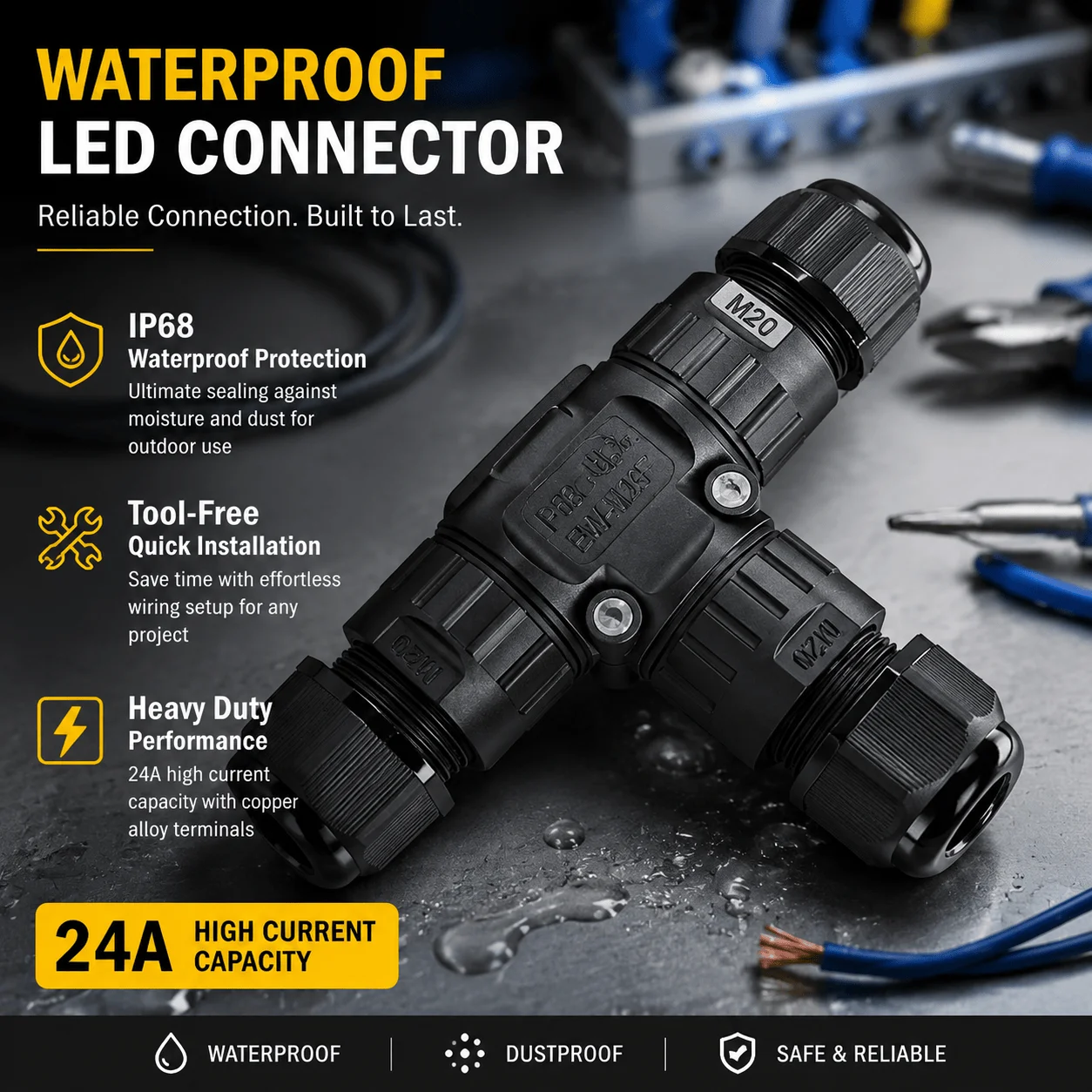 Outdoor Lighting Wire Connectors - IP68 Waterproof LED Connector 2 3