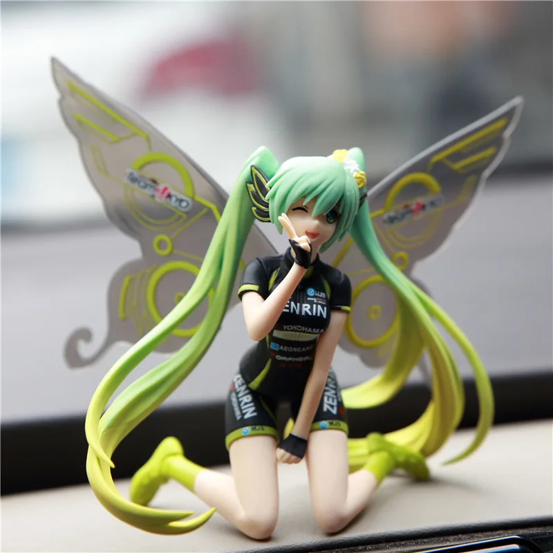 Figuras de acción de Hatsune Miku, juguetes de Anime, mariposa, Graffiti, equipo de carreras, chica arrodillada, modelo de adorno para colección de PVC, muñeca modelo