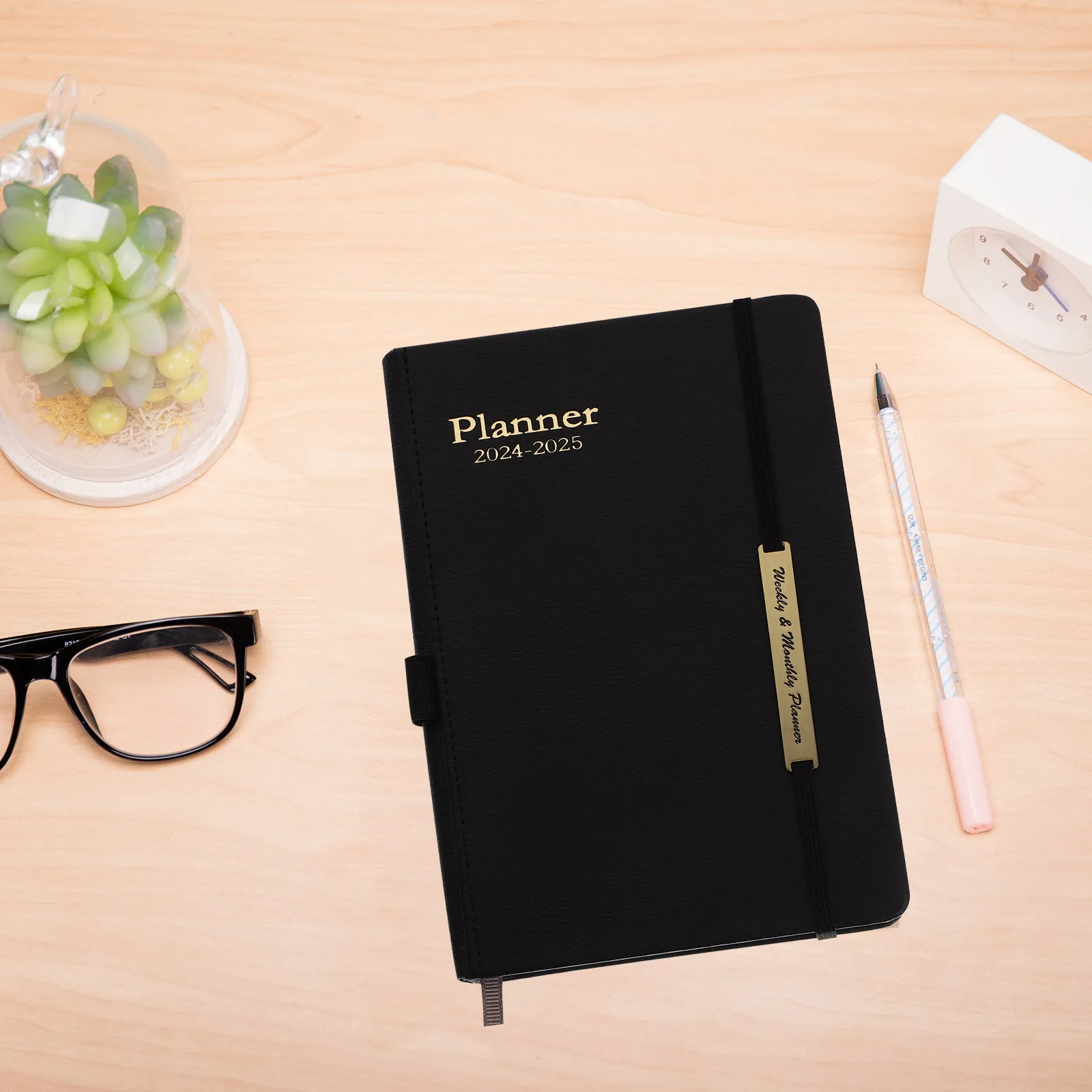 PU Cover Daily Planning Notebook A5 Size Lightweight Portable Business Meeting Notepad Journal for Students Workers 2024 Planner
