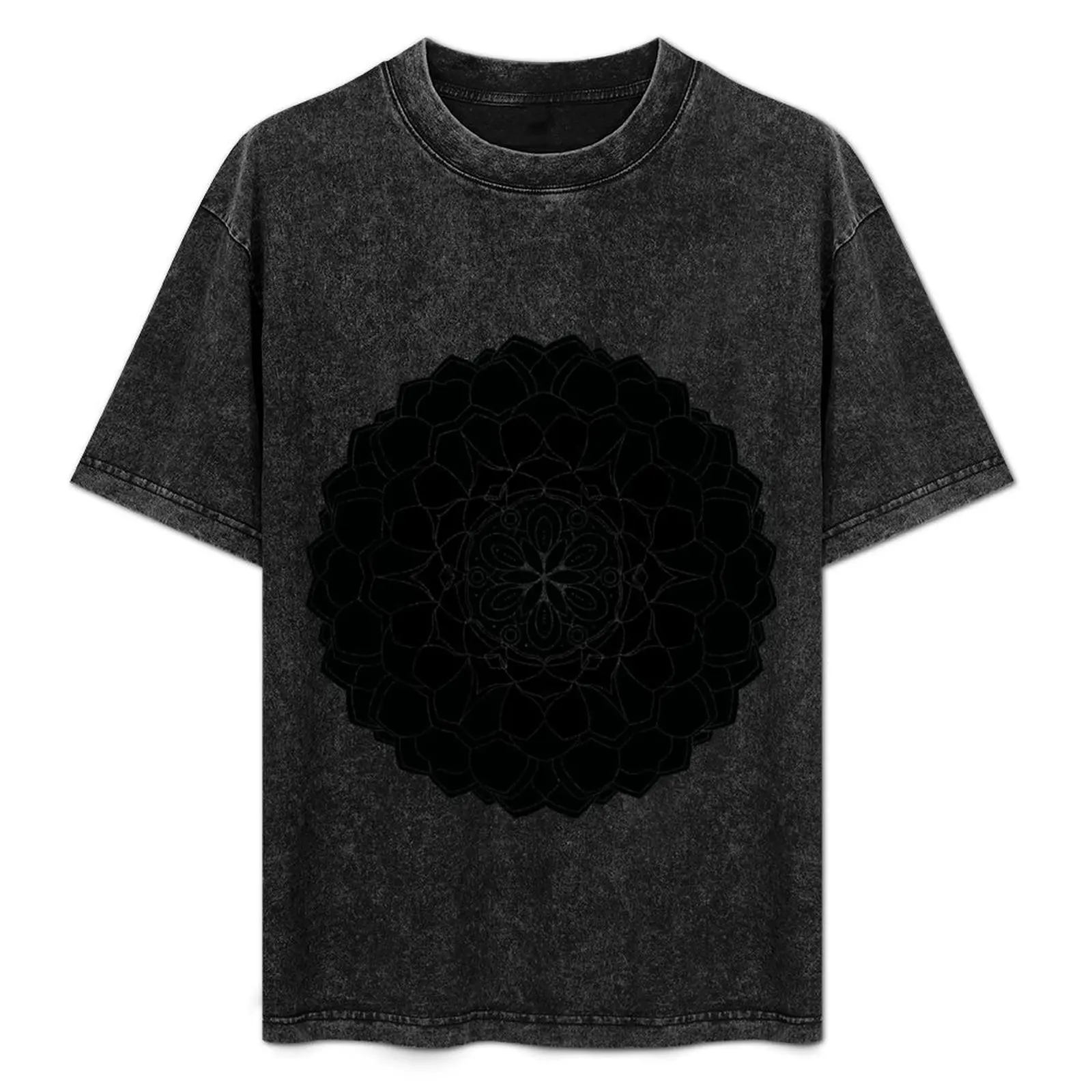 

Black and White Negative Space Mandala T-Shirt Retro Graphic Print T-Shirt