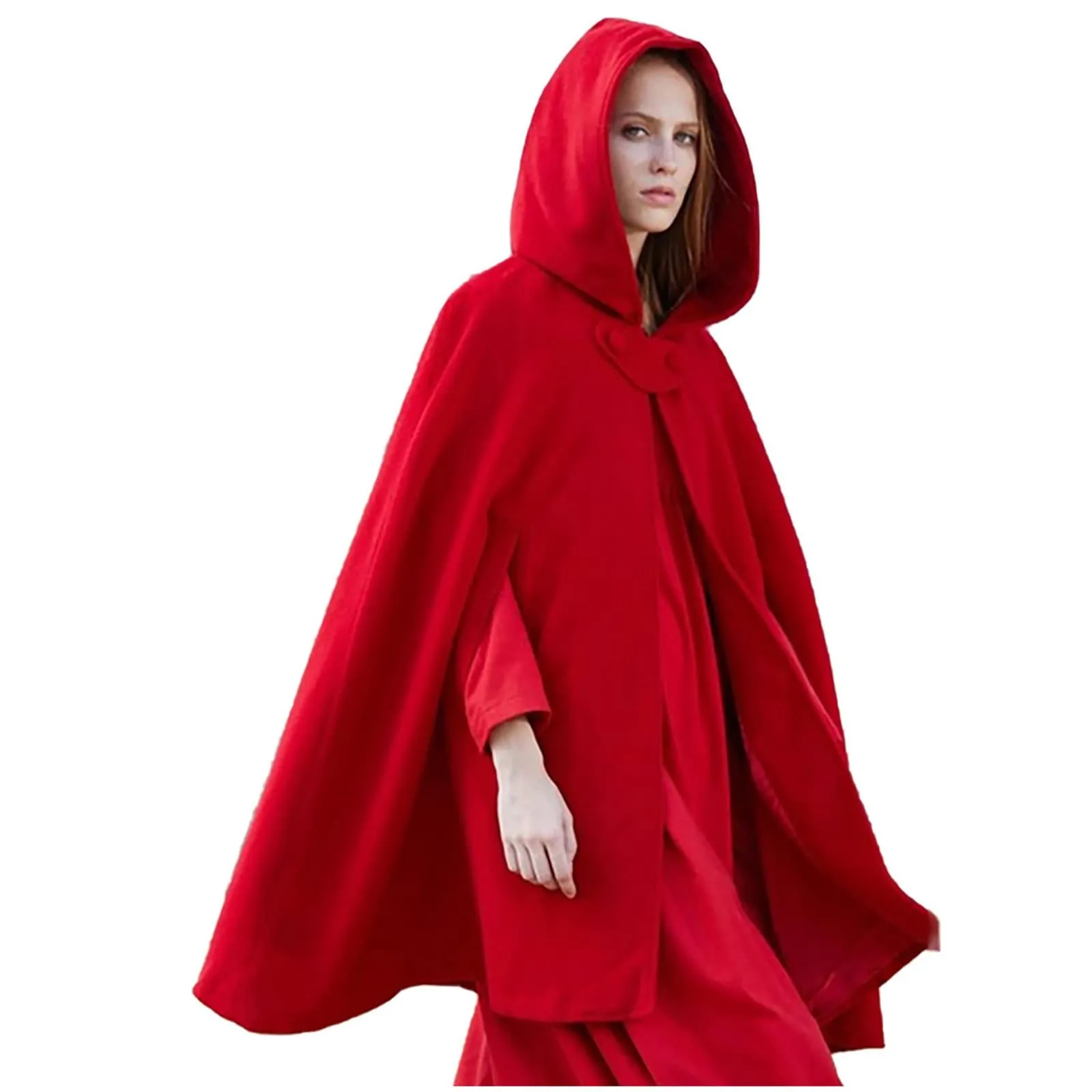 Gothic Open Front Hooded Cardigan Women Autumn Long Coat Solid Color Cloak Cape Winter Outdoor Capes Vintage Ponchos Halloween