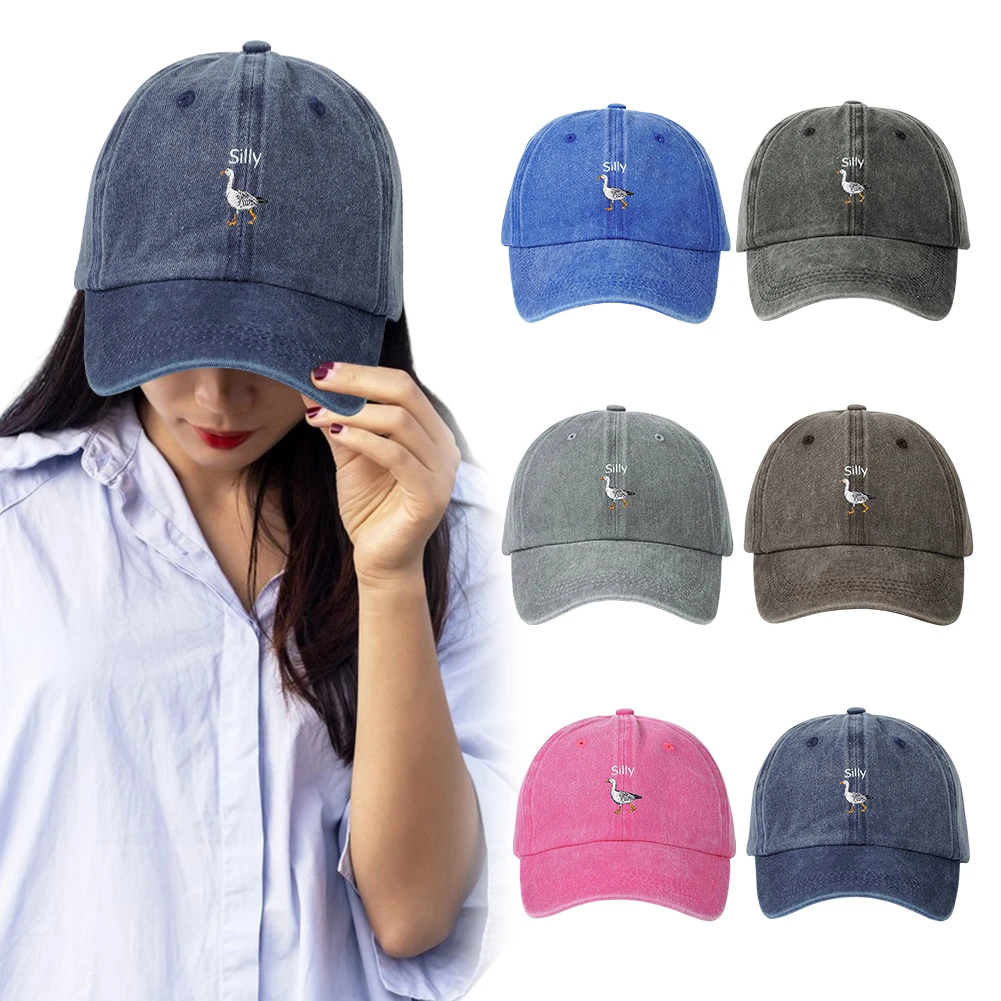 

Funny Embroidered Silly Goose Baseball Cap Trucker Hat Vintage Adjustable Outdoor Camping Hat Mom Dad Baseball Cap for Women Men