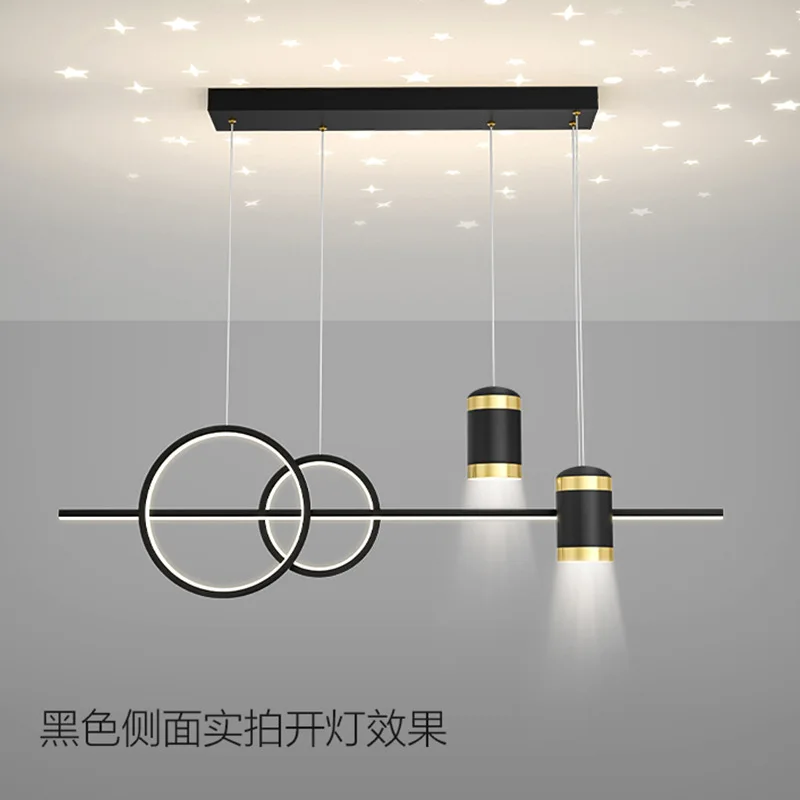 SANDYHA Starry Sky Projection Dining Room Ceiling Lamp Pendant Light Luxurious Dining Table Strip Hanging Lamp