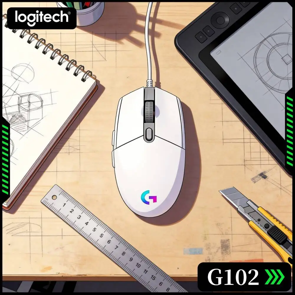 Logitech G102 Prodigy Wired Mouse,Remappable Function Keys,Brilliant RGB Glow,Simple Setup For Office And Gaming.
