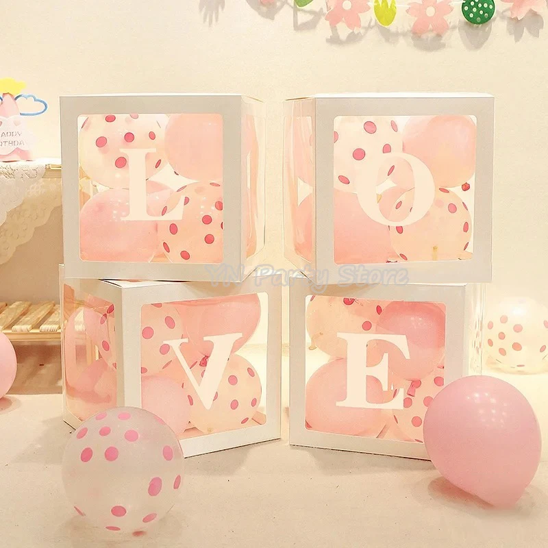 Transparent Balloon Letter Box Baby Shower Decoration Birthday Wedding Custom Name Balloon Box 1st Birthday Party Decorations