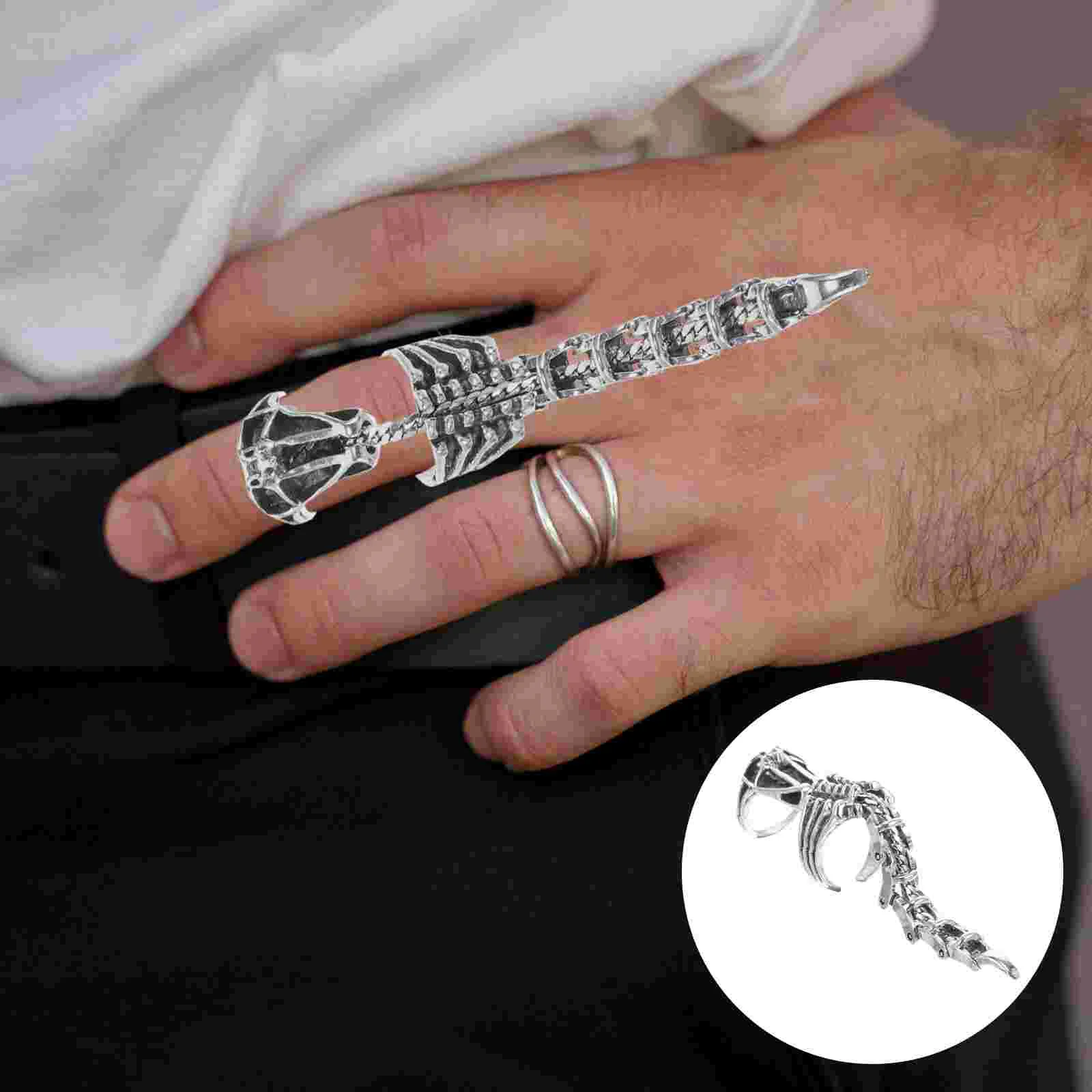 Punk Movable Scorpion Ring Man Men Rings Gothic Full Alloy Finger Claws Knuckle Joint