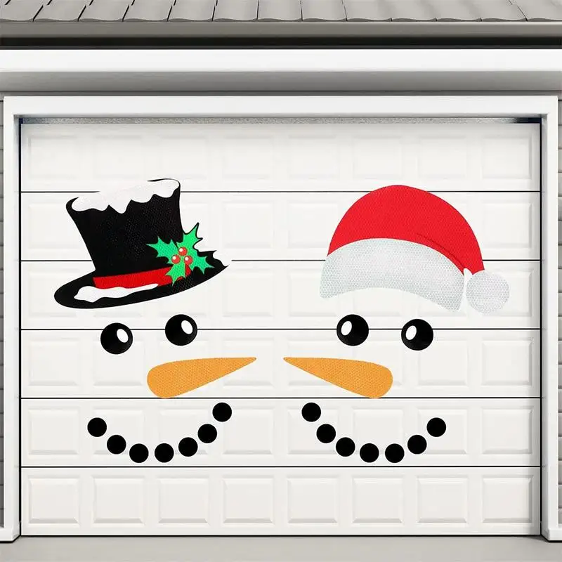 22pc Christmas Garage Door DIY Decor Xmas Magnetic Reflective Snowman Face Garage Door Mural Christmas Door Decoration