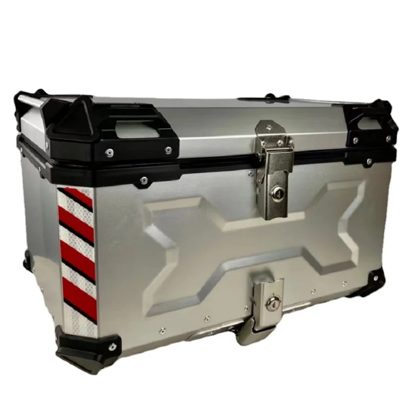 

Лидер продаж на заводе F2-moto 65L серебристый большой мотоцикл коробка доставки велосипед водонепроницаемый верхний корпус двигатель из алюминиевого сплава