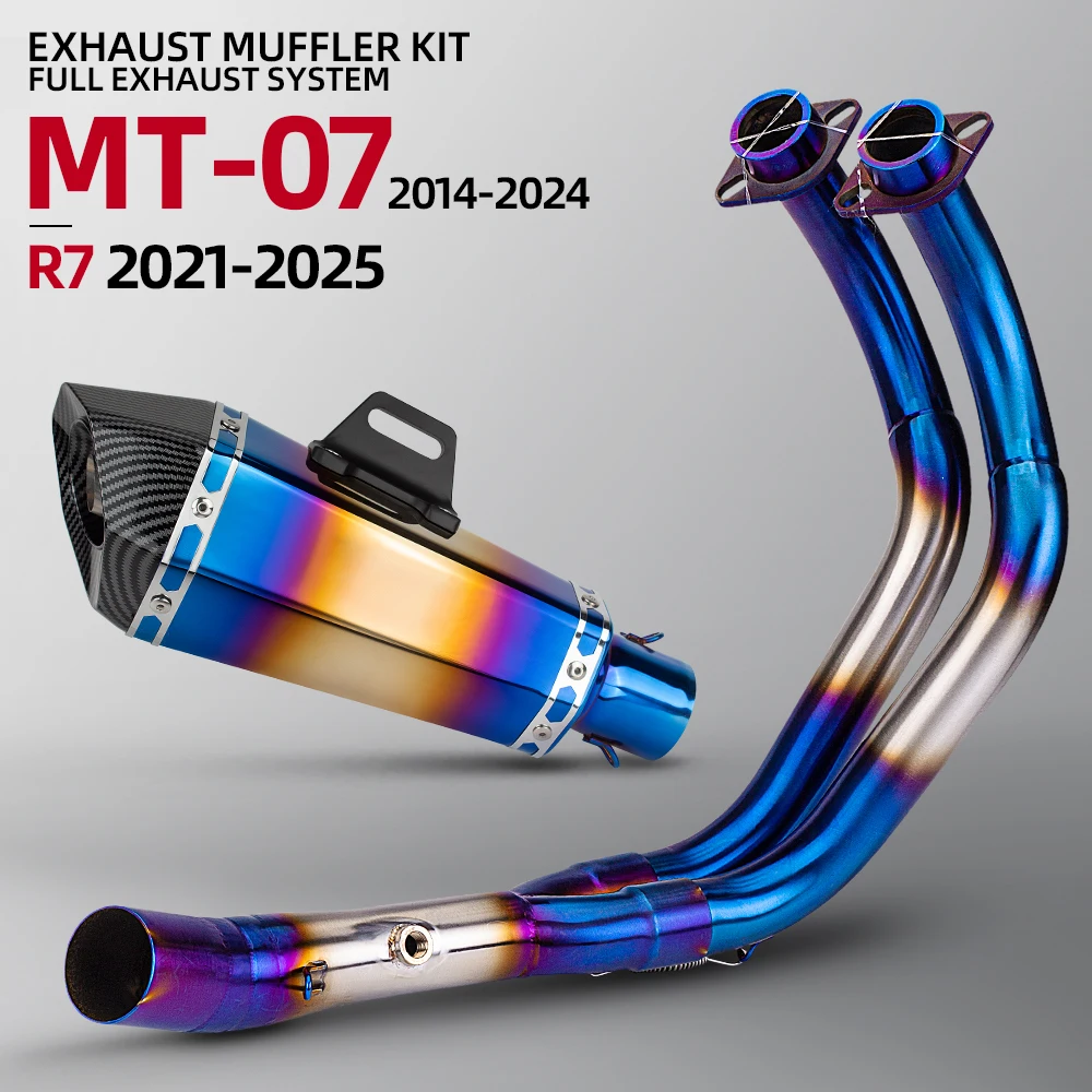 

Full System Motorcycle Exhaust Slip On For Yamaha MT07 FZ07 XSR700 MT-07 FZ07 2014-2024 Escape Muffler Front Link Pipe