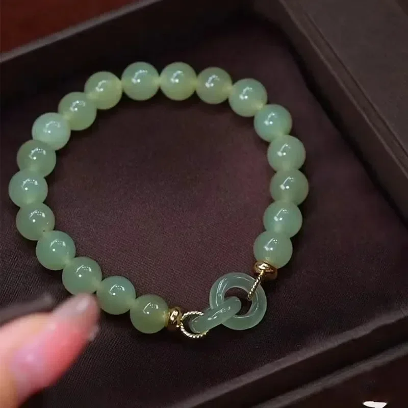 

Imitation Hetian Jade Ping An Clasp Bracelet Light Luxury Elegant Hand Ornament Birthday Gift Lose Weight Bracelet Jewelry
