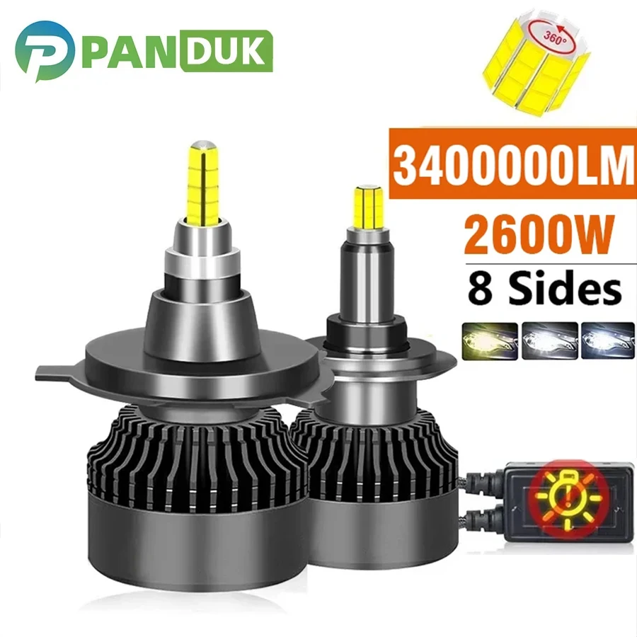 

PANDUK H4 H1 3400000LM 2600 Вт Автомобильная лампа Canbus 360 H7 LED HB3 HB4 9012 HIR2 D1S D2S H11 9006 9005 Противотуманные фары 6000K 12V