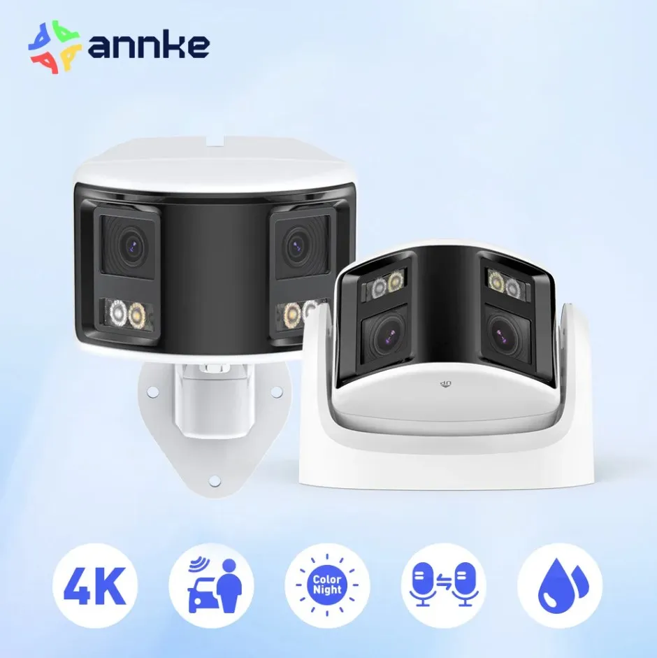 ANNKE Smart Home 180° 8MP DUO POE Dual Lens Wide View Outdoor Video POE Camera,4K AI Human Detect,8MP Security CCTV Camera