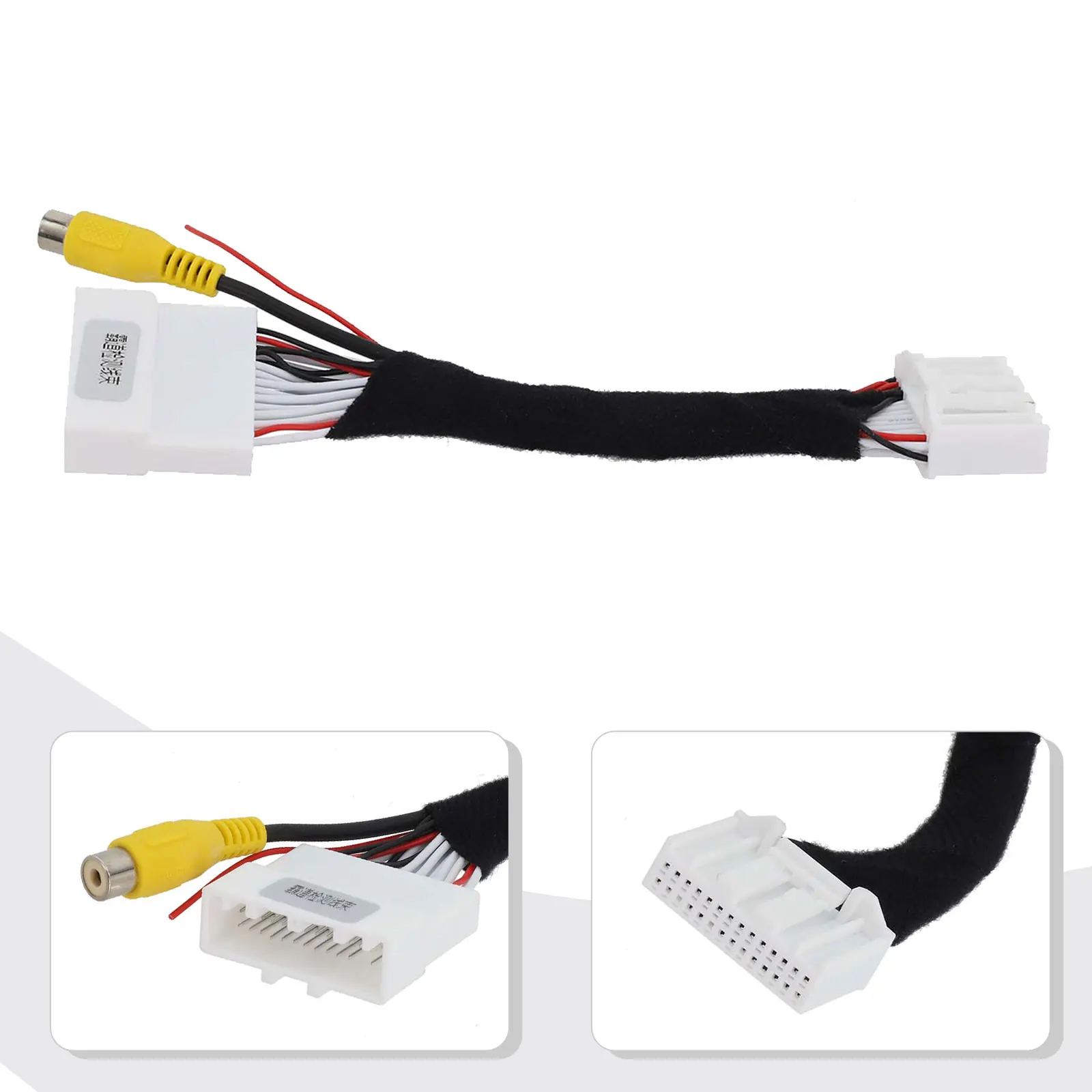 Vehicle Camera Setup Black Reversing Camera Cable 12V Adapter Cable Easy To Install Connector Wear-resistant Cable