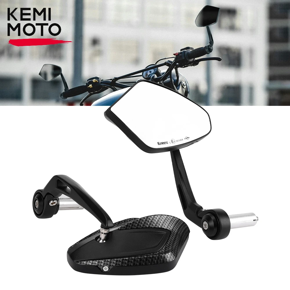 KEMIMOTO Universal Motorcycle Mirrors E-Mark Motorcycle Bar End Side Mirror Rearview Mirror for Motorcycle Scooter ATV Dirt Bike