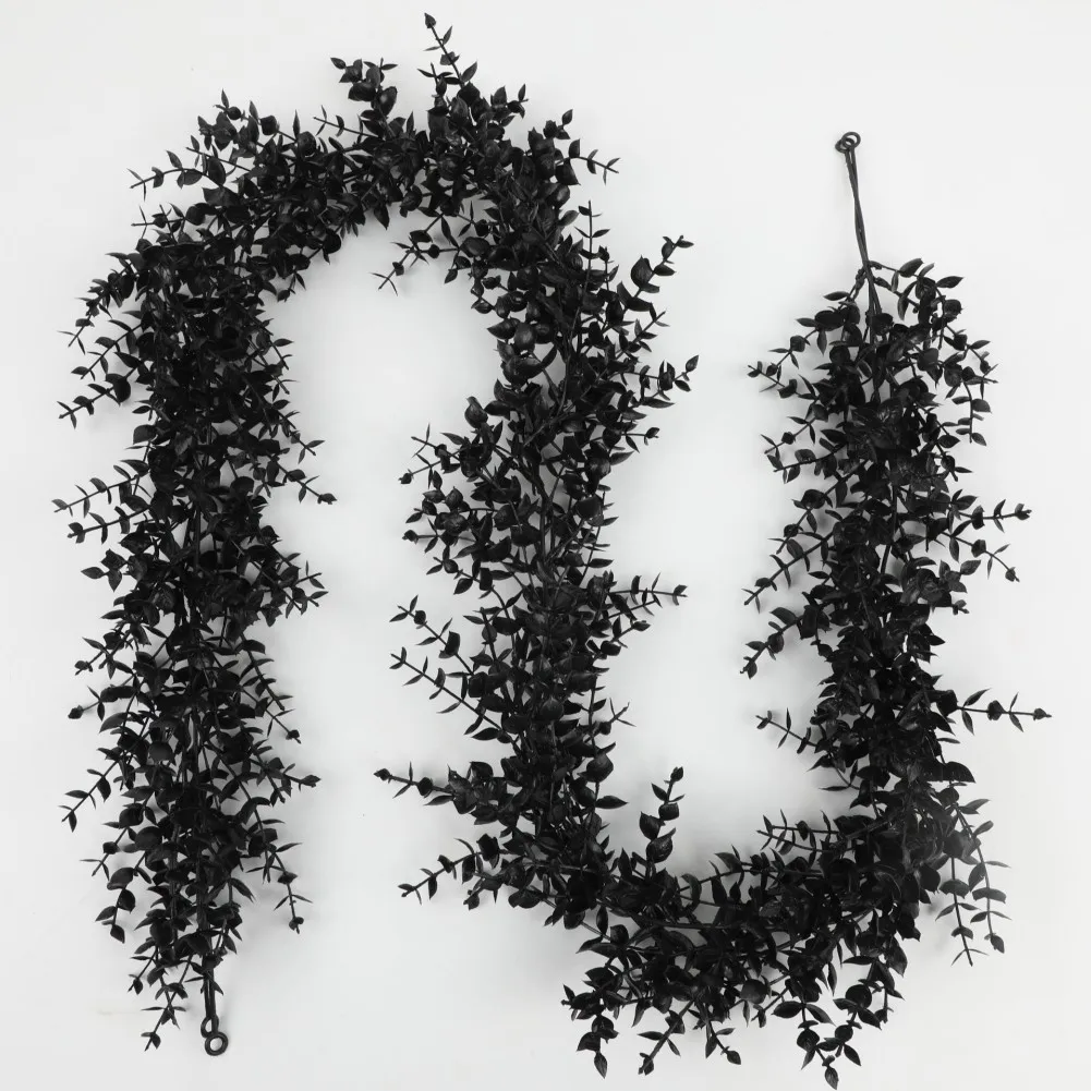Eucalyptus Rattan Hanging Vine Garland with Flexible Wire Frame for Gothic Home Decor For Halloween Party Mantel Archway Display