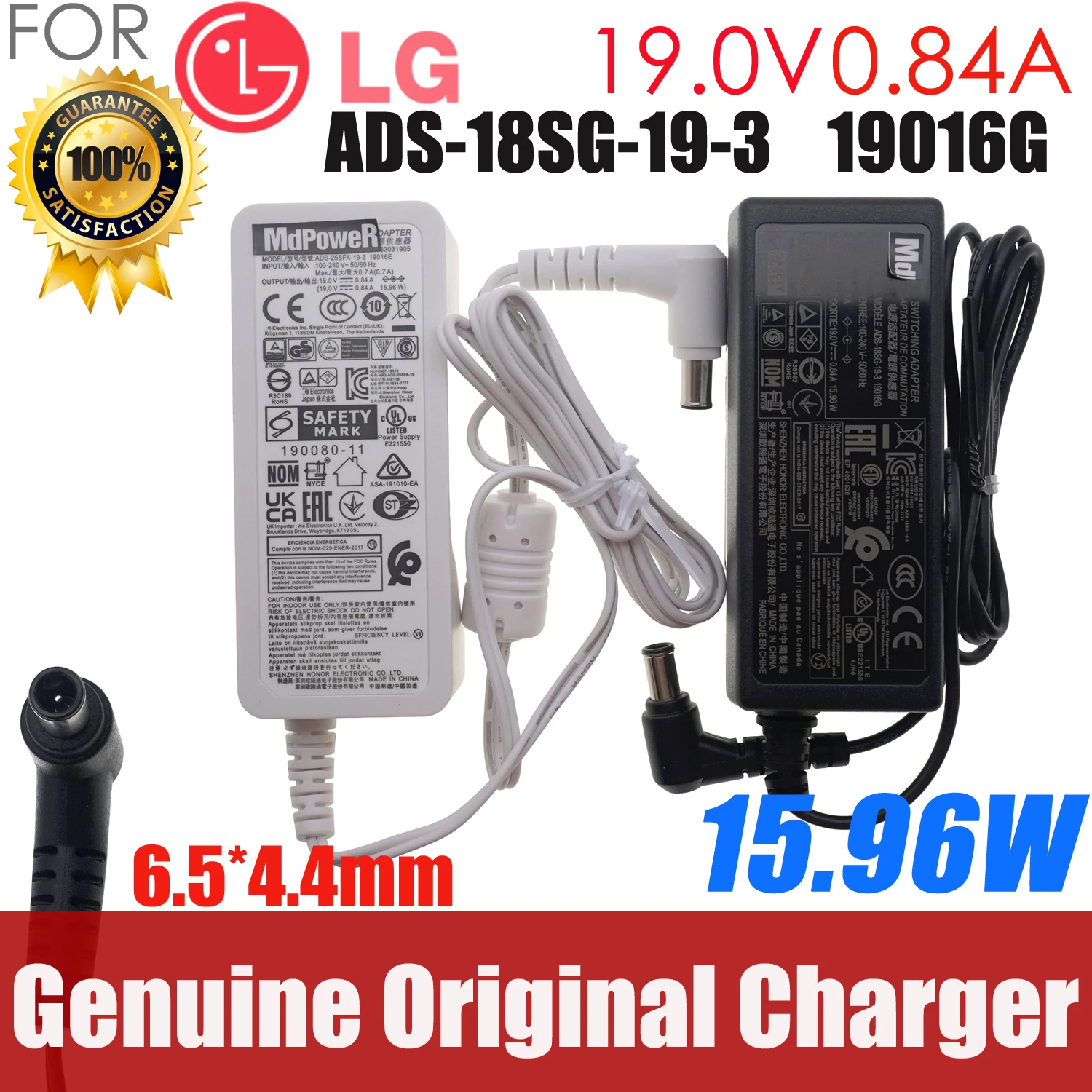 

Original For LG 19V 0.84A ADS-18SG-19-3 AC DC Switching Adapter Power Charger ADS-25SFA-19-3 DA-18C19ADS-18SG-19 6.5mm x 4.5mm