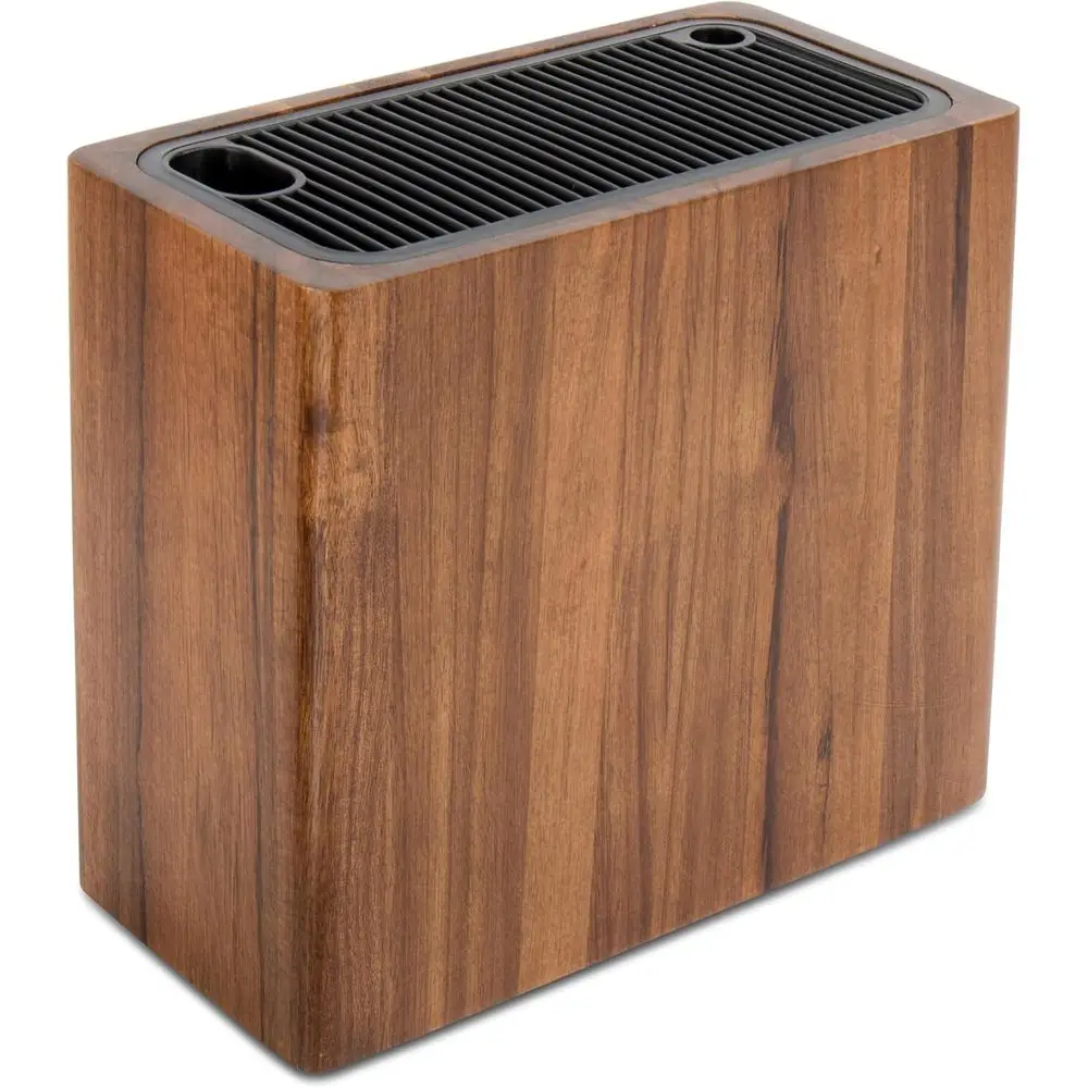 

Large Wooden Knie Block without knives, Kitchen Countertop Organizer with Slots and Scissors Rods Storage
