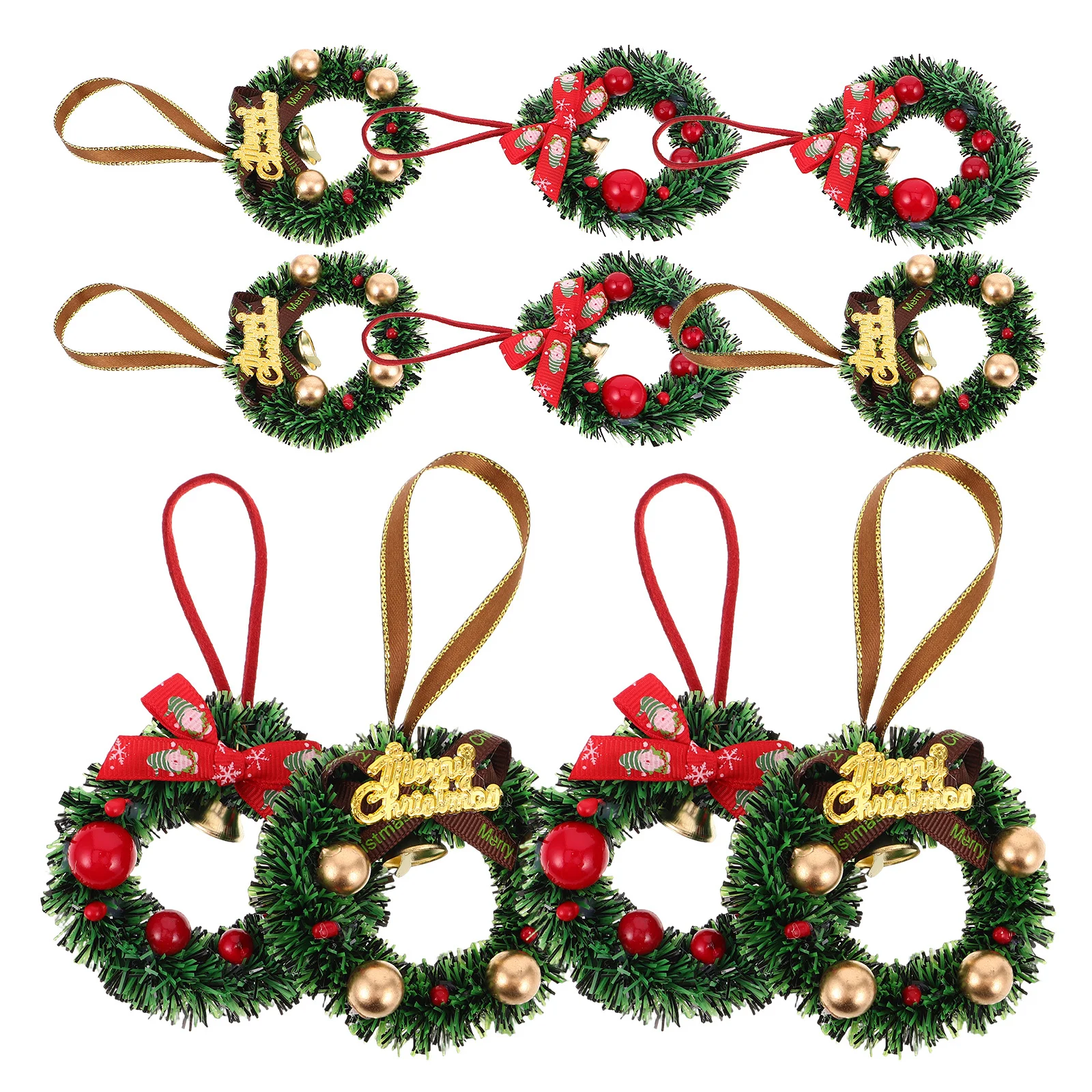 

10 Pcs Pine Cones Mini Christmas Wreath Home Decor Cloth Artificial Holiday Garland