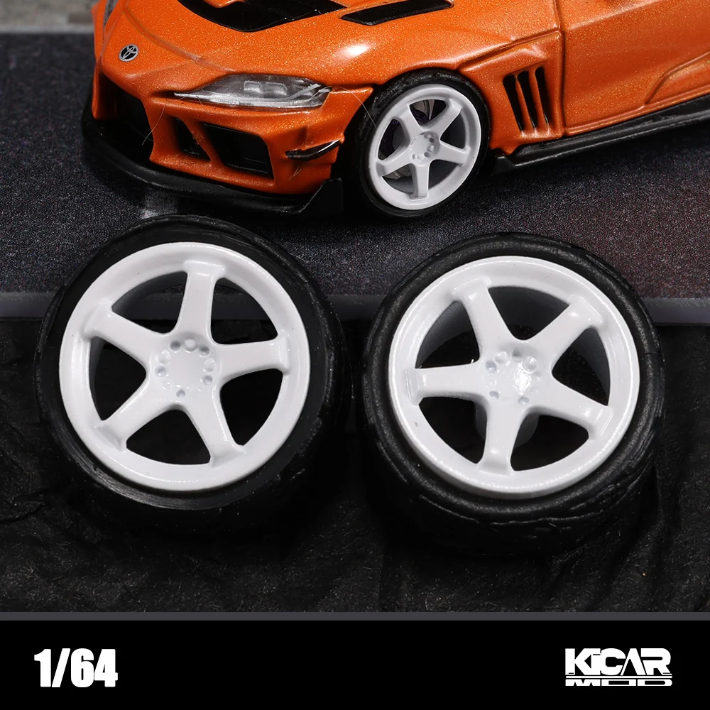 Kicarmod 1/64 Resin Z-Tune GTR Racing Model Wheels 10.5mm with Rubber Tires Brake Discs & Calipers for 1/64 Diecast Model Cars