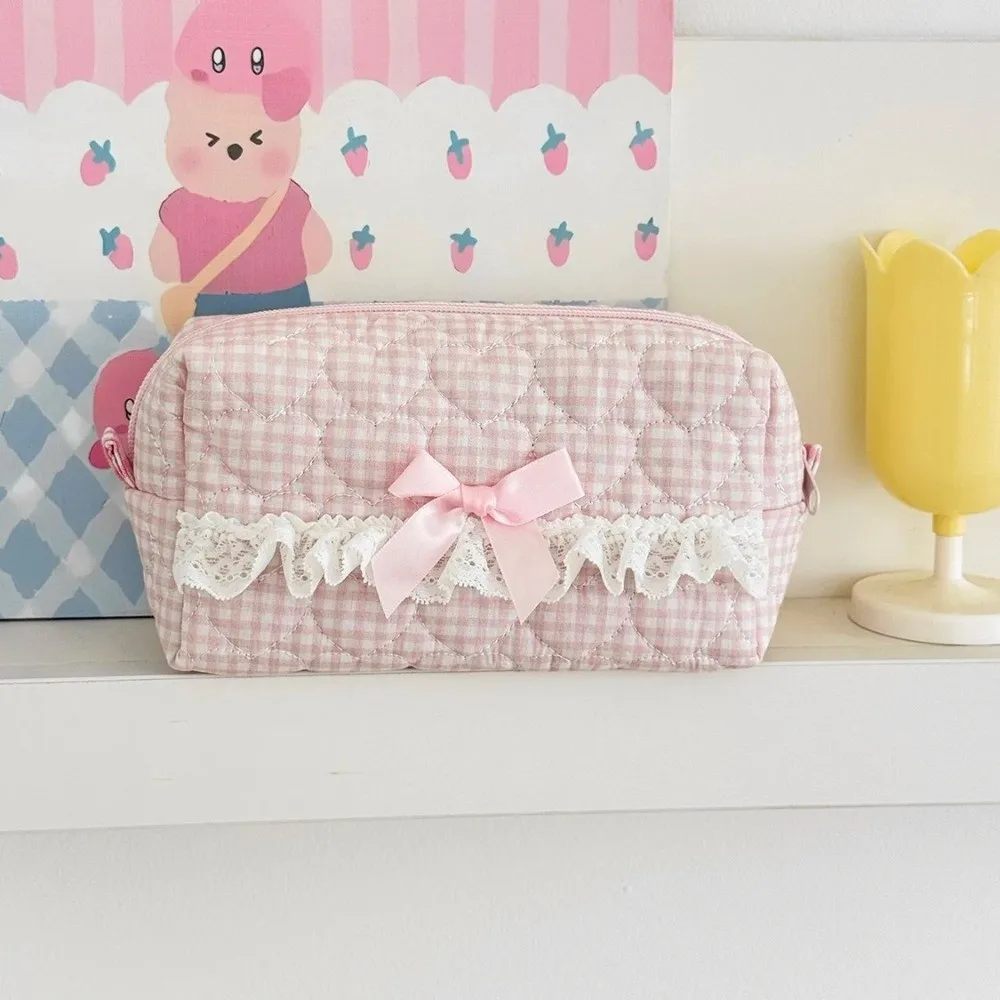 

INS кружевные пеналы многофункциональные студенческие пеналы с бантом портативная косметичка на молнии для хранения