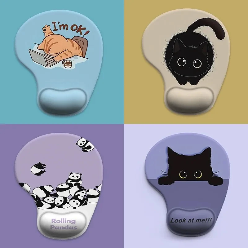 Cartoon Animal Mouse Pad Soft Silicone Comfortable Wrist Support Pad Durable Ergonomic Mouse Pad for Home Office Computer