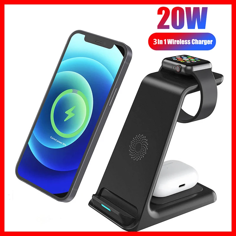 

3 in 1 Wireless Charger Station for iPhone 13 12 11 Pro Max iWatch 7 6 Airpods Pro 20W Fast Charger Dock Station for Samsung S21