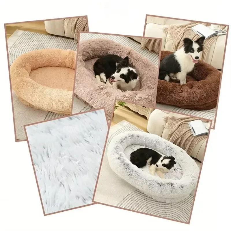 Luxury Plush Orthopedic Pet Bed Human Dog Bed Large Dog Kennel Pet Mat Winter Warm Pet Supplie Detachable Washable Sofa